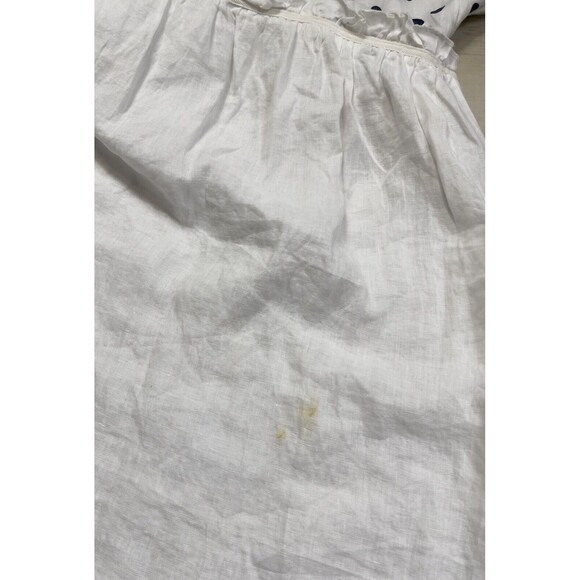 100% Lin Blanc Polka Dot Linen Dress. Size: 54 L/XL - Picture 9 of 10